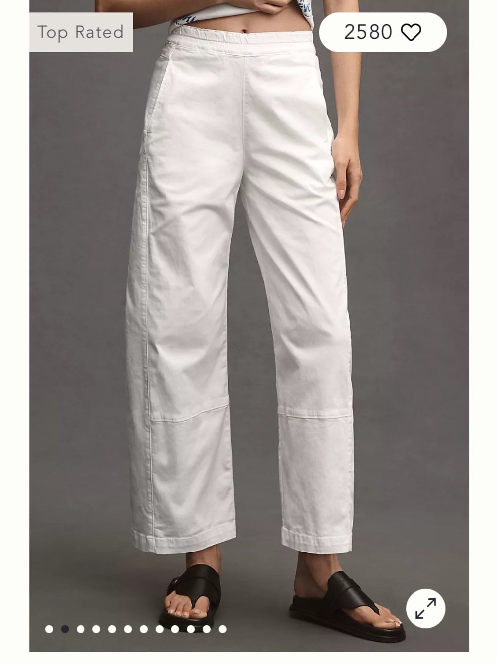 Pilcro Wide Leg Cotton Pants in White